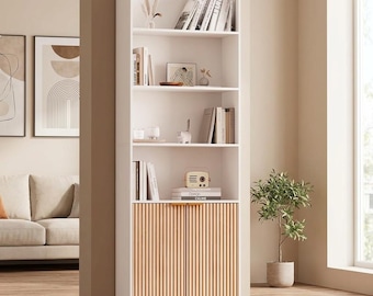 69" Tall 6-Shelf Bookcase with Doors, Freestanding Storage Cabinet, Display Shelves for Living Room, Home Office & Decor