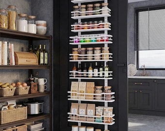 9-Layer Over Door Pantry Organizer, Adjustable Storage Rack, Kitchen Spice & Seasoning Holder, Hanging Door Shelf Organizer