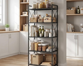 Steel Storage Rack 5 Tier  with X-Frame Sides, Heavy Duty Shelving Unit, Industrial Organizer for Garage, Pantry, Workshop & Home