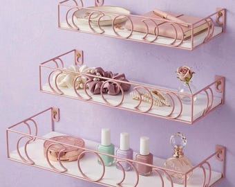 Moon Style Wall Shelves Pack of 3, Decorative Wall Storage for Books, Plants, Crystals, Bedroom or Kids Room Decor