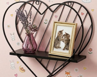 Love Shaped Floating Wall Shelf, Small Display Shelf, Modern Decor, Funky Organizer for Bedroom, Nursery, Bathroom & Entryway