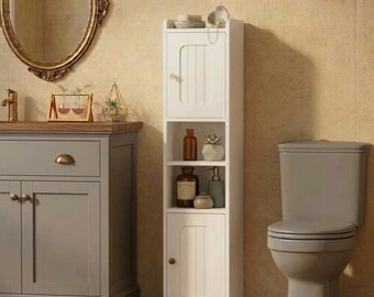 Compact Corner Bathroom Storage Cabinet, Freestanding Organizer with Customizable Shelf for Small Spaces, Kitchen & Living Room