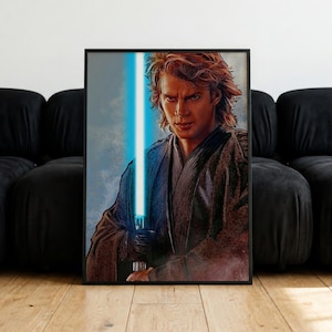 Anakin Skywalker-affisch - Star Wars-väggkonst Jedi Lightsaber-tryck Hämnd av Sith-dekoration Filmrumskonst, Sci-fi-fangåva Dark Side-dekoration