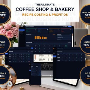 Coffee Shop Recipe Costing Software, Cafe Bakery Food Cost Calculator, Menu Pricing Engineering Hub, UberEats Margin Tracker Mac Windows