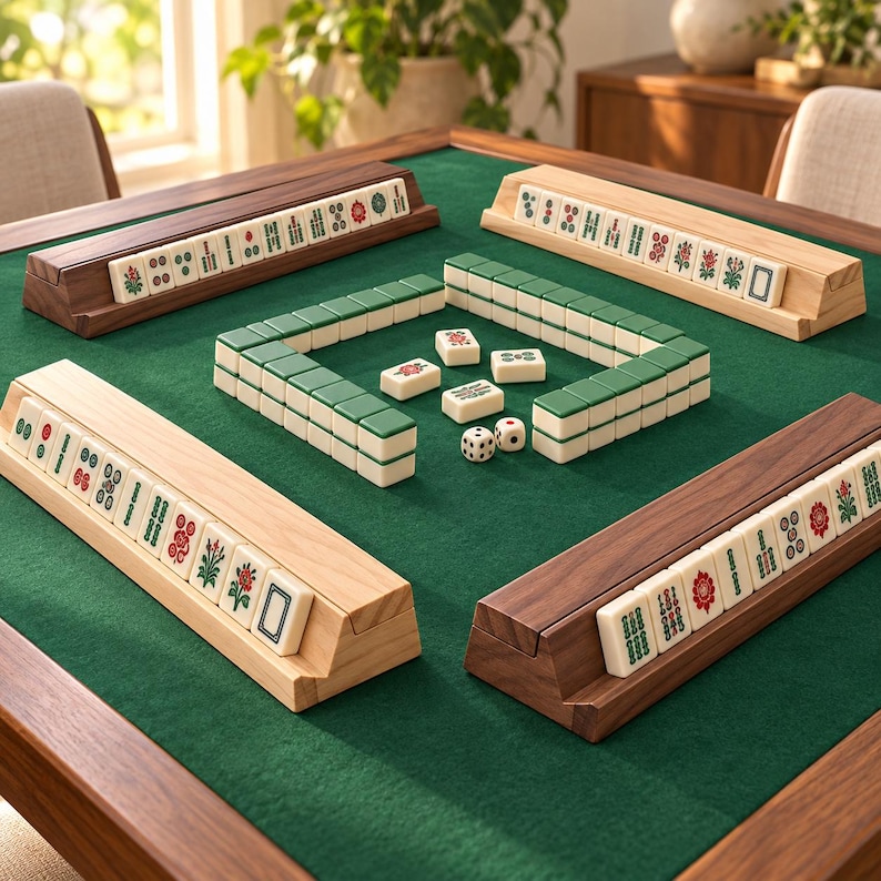 Neme Racking Personalized Wooden Mahjong Tile Pusher Rack, Custom Name American Mah ...
