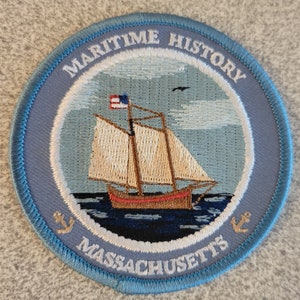Schooner Embroidered Patch, Maritime History, New England, Cape Ann, Schooner,