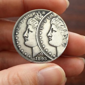 1893年Sミント モーガン・ダラー エラーコイン – サンフランシスコ造幣局スタイルの銀メッキ復刻版 米国コレクターコイン