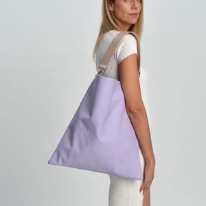 Pastel Purple Leather Hobo Bag: Italian Leather Tote Handbag
