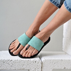 Elli sandals, Women leather sandals, Greek sandals, Leather thong sandals, Suede flat sandals, Suede leather slides, Greek gladiators