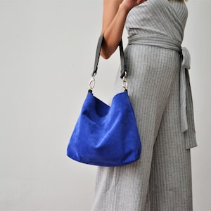 Sac Dioni bleu, sac à main en cuir bleu, fourre-tout bleu, sac à main bleu, sac à bandoulière bleu, sac pour femme en cuir, sac hobo bleu, sac à bandoulière bleu