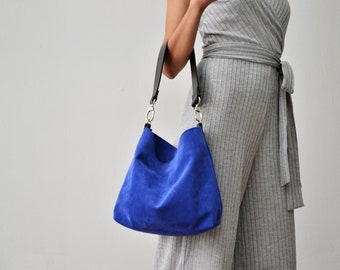 Dioni bag in blue, Blue leather purse, Blue tote, Blue handbag, Blue shoulder bag, Leather women bag, Blue hobo bag, Blue crossbody bag