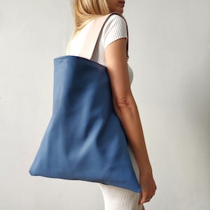 Bolso de cuero azul Akathi raf, Bolso hobo de cuero azul, Tote grande azul, Bolso azul, Bolso extra grande azul, Bolso de hombro azul, Bolso de mujer azul
