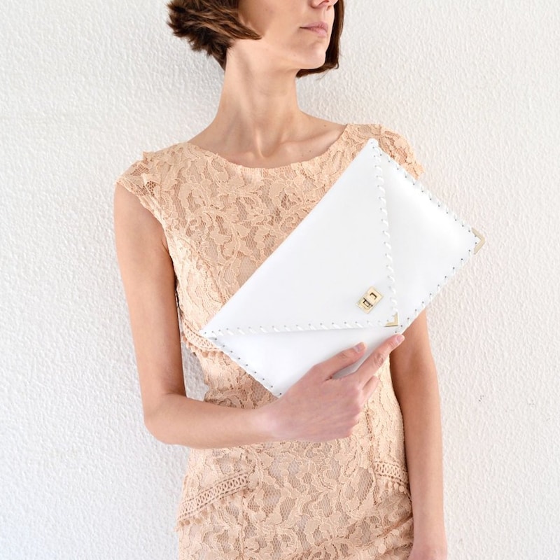 White Wedding Clutch Etsy
