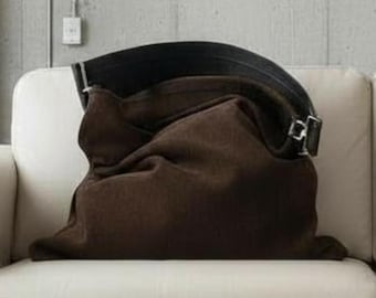 Dark Brown Suede Leather Hobo Bag: Large Brown Tote