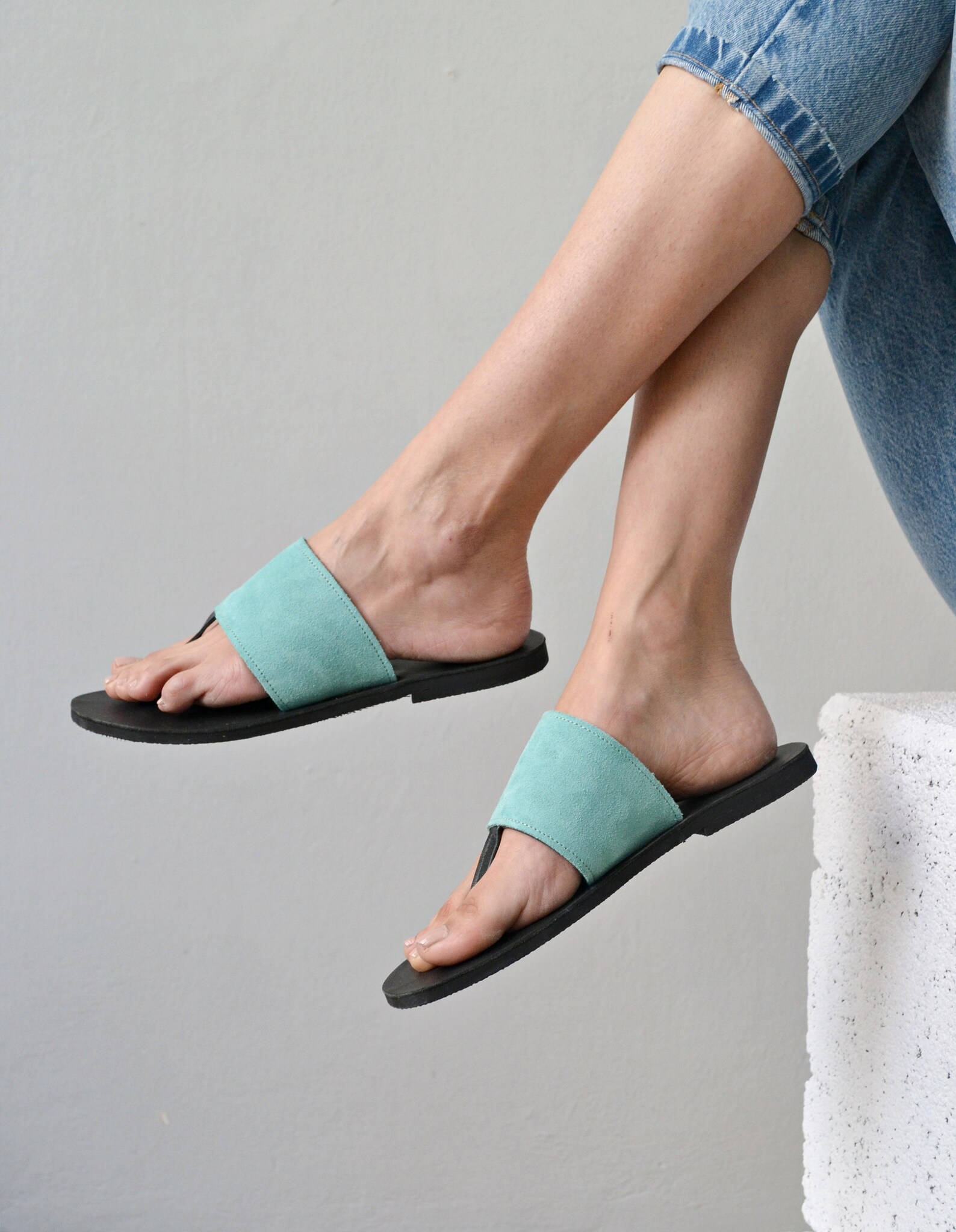 Elli aqua sandals Women mint leather sandals Greek sandals Etsy