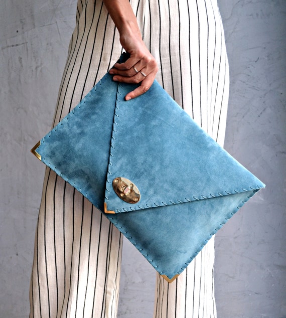 Juebong Men's Handbag Envelope Bag Large-capacity Soft Leather Clutch  Business Wallet