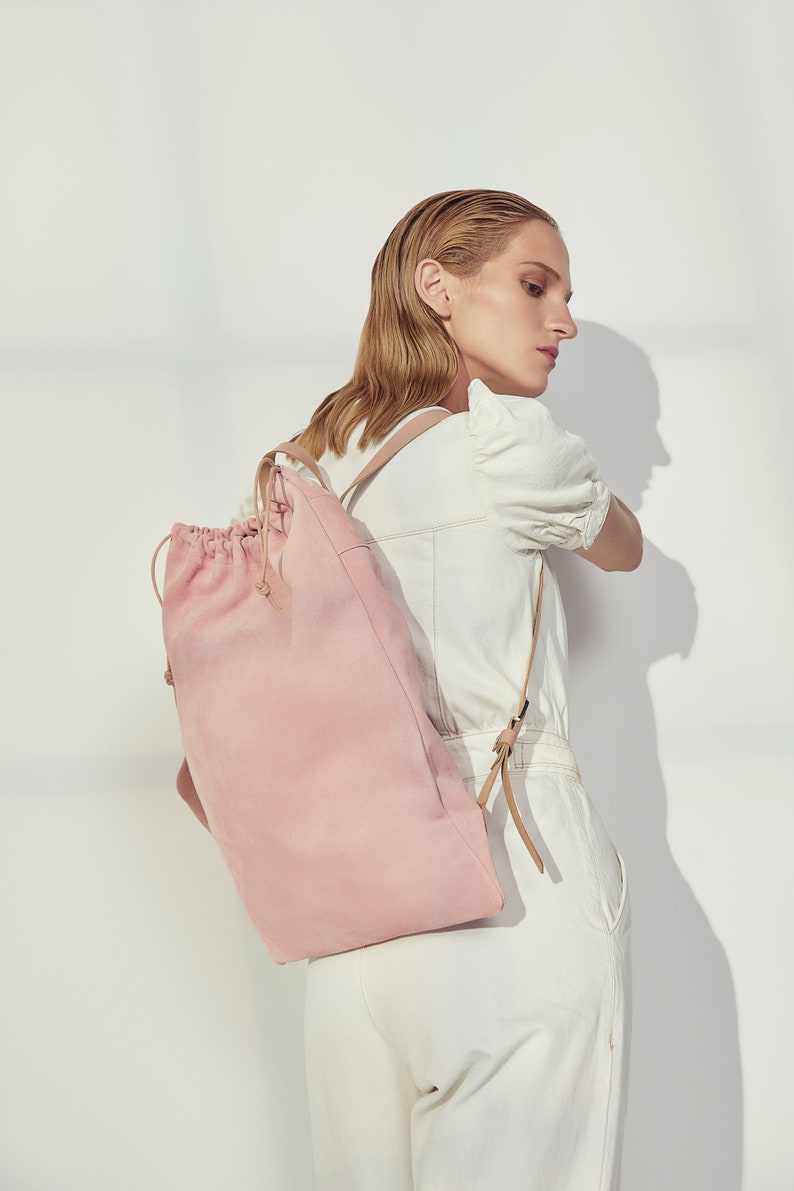 Pink leather bag Pink leather backpack Pink women/'s backpack Simoni soft leather backpack Pink suede backpack Pink large backpack