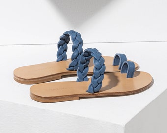 Eris lux leather sandals, Greek leather sandals, Leather women sandals, Braided sandals, Toe ring sandals, Flat sandals, Bridal sandals