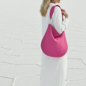 Fuchsia Wildleder Hobo Bag: Große Schulter Tote