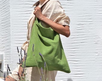 Akathi-wasabitas, groene leren shopper, groene grote leren draagtas, groene handtas, enorme leren tas, grote zwerverstas, schoudertas