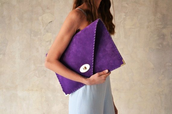 Purple Suede Leather Clutch Purse Purple Leather Bag Leather Envelope Clutch Purple Laptop Case Purple Leather Handbag Evening Bag Etsy