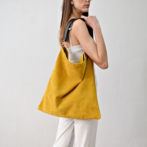 Akathi mustard bag, Mustard leather shopper bag, Mustard large leather tote, Yellow handbag, Huge leather bag, Large hobo bag, Shoulder bag