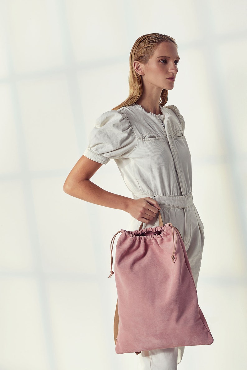 Pink leather bag Pink leather backpack Pink women/'s backpack Simoni soft leather backpack Pink suede backpack Pink large backpack