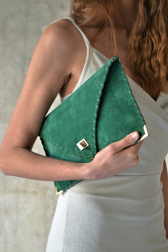 emerald green clutch bag