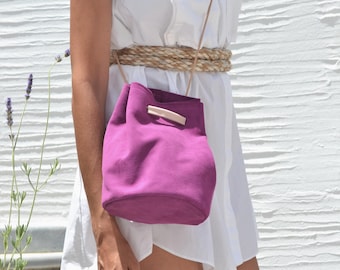 Bolso de ante hecho a mano: bolso de hombro de cuero italiano