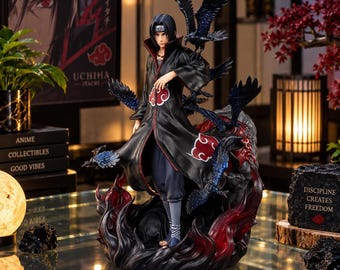 28cm Itachi Uchiha Naruto Figure, Akatsuki Raven Display, Anime Collectible Statue