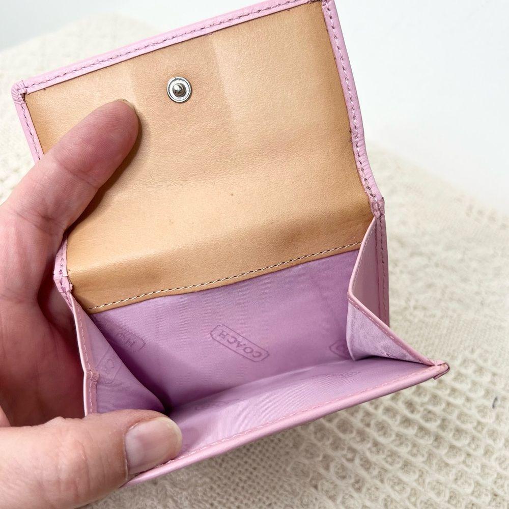 Y2K Vintage Coach Signature Mini Wallet Pale Pink Suede Leather