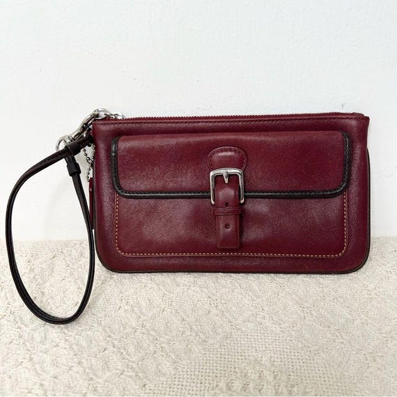 Y2K Vintage Coach Hamptons Large Skinny Wristlet 7734 Burgundy 