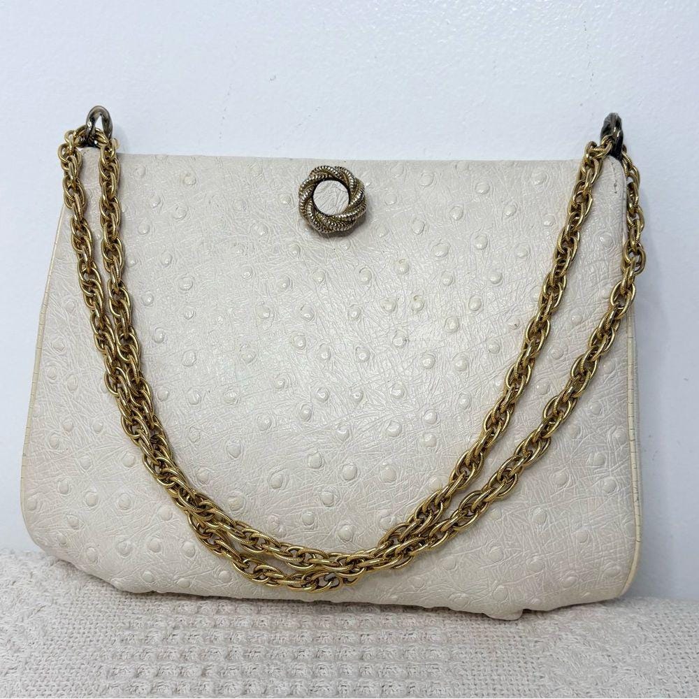 White Leather Gold Chain Ornamental
Etched Ball Purse Strap,
$88 $139 White Leather Purse Strap With Gold Chain - Etsy main image 4