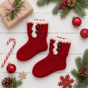 Strickanleitung für einen Weihnachtsstrumpf, Weihnachtsmannstrumpf (PDF), Festliche Strickanleitung, Weihnachtsdeko