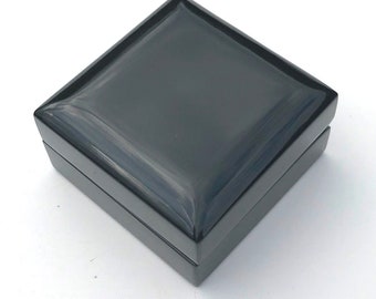 1 x small 2.25" / 6cm stud earring small necklace gift box luxury quality gloss black jewellery hinged case