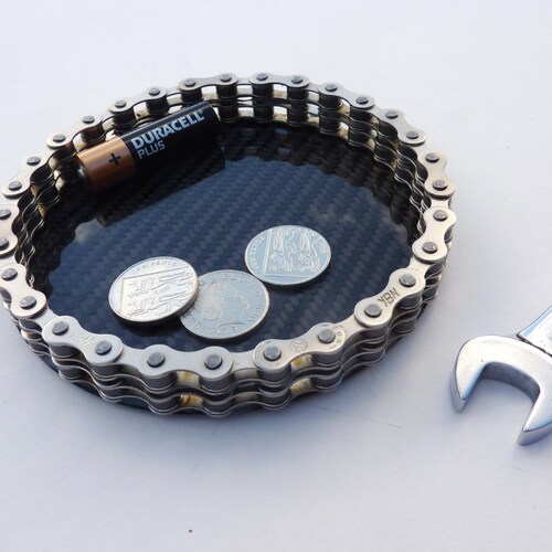 Accessorio da scrivania in fibra di carbonio per motociclisti, organizer da ufficio, svuotatasche, portamonete, regalo per ciclisti da uomo