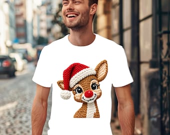 Camiseta navideña con un lindo reno