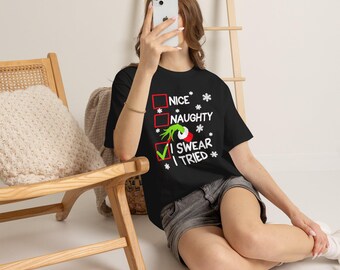 Nice Naughty I Swear I Tried Christmas T-Shirt