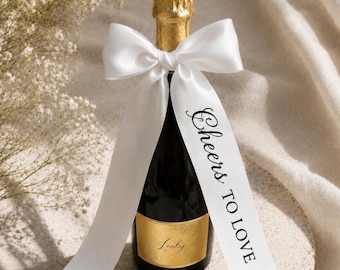 Customized Bow Decorations, Personalized Ornaments, Wedding Celebratory Ribbon Bows, Champagne Bottle Decorations, Wedding Party Decorations