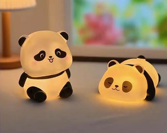 Panda LED Night Light: Plastic Bedside Lamp, Kids Room Decor (Gift)
