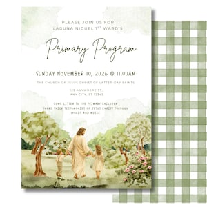 2026 LDS Primary Program Invitation | Primary Presentation Invite | Printable Primary Program Template | Jesus Watercolor Art
