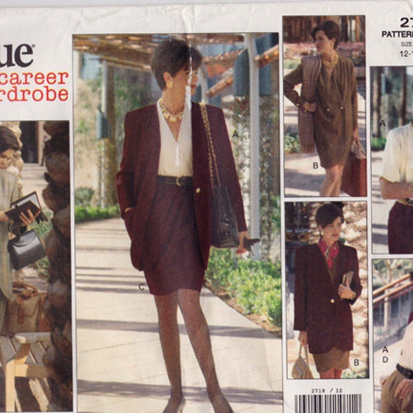 FF Vogue 2718 Easy to Sew Dress, Jacket, Blouse, Skirt & Pants Sewing Pattern 1990s Vogue Career Wardrobe, Size 12-14-16 Bust 34 36 38 UNCUT