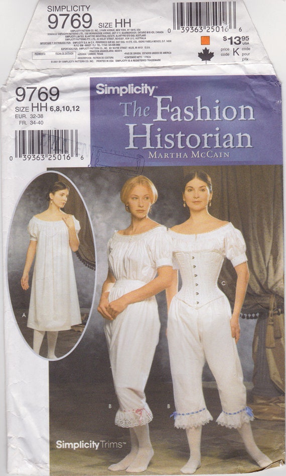 Sizes 1420 Simplicity 1139 Womens Civil War Historical Costume Sewing