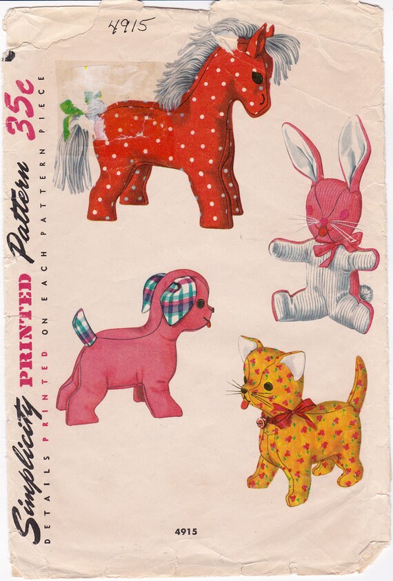 vintage stuffed animals 1950's