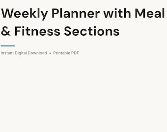 Fitness- und Ernährungsplaner zum Ausdrucken, wöchentlicher Gesundheitstracker | Wellnessplaner (PDF)