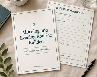 Morning and Evening Routine Builder Printable | Daily Routine Planner, AM PM Habit Tracker PDF