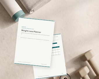 Abnehmplaner zum Ausdrucken, Mahlzeiten- und Trainingsplaner | Tägliches Gewohnheitsprotokoll und Diätplaner (PDF)