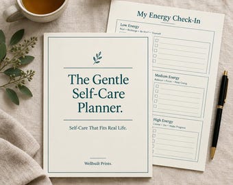 Gentle Self-Care Planner Printable | Weekly Wellness Menu, Reflection Journal (PDF)