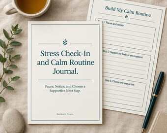 Stress Check In Journal Printable | Calm Routine Planner, Grounding Reflection, Wellness PDF