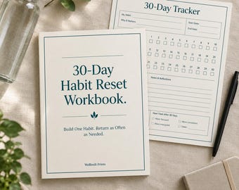 30-Day Habit Reset Workbook Printable | Habit Tracker, Consistency Challenge, Routine Builder PDF